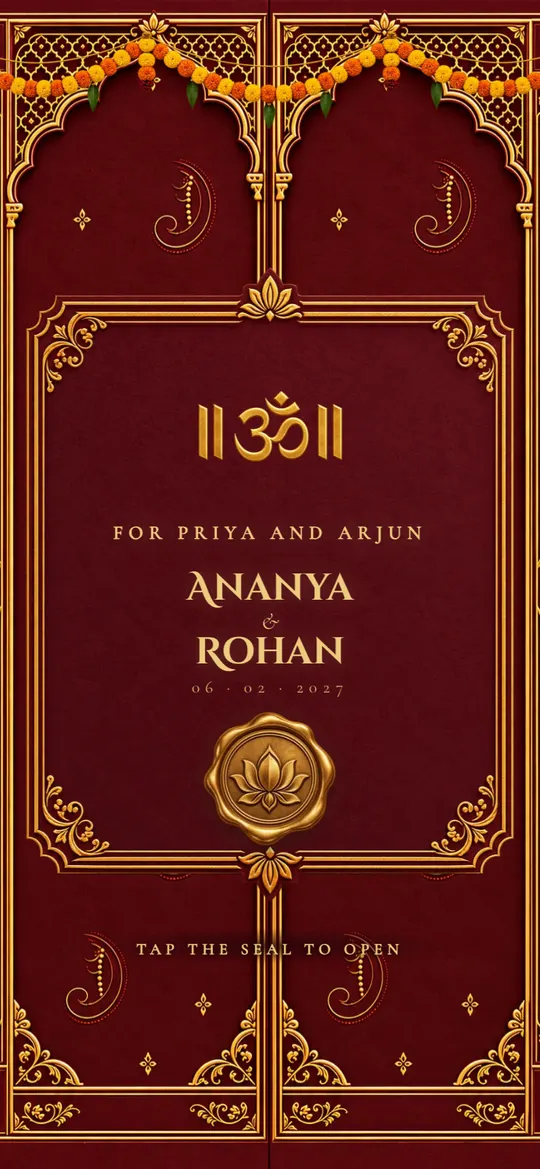 Royal Jharokha, a indian wedding invitation, sealed with the guest's name